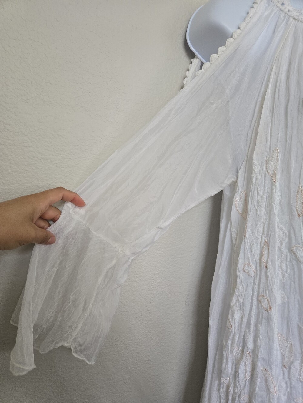 Tempo Paris Silk White Cold Shoulder Fairy Boho Tunic Blouse Small Dainty - Picture 8 of 13